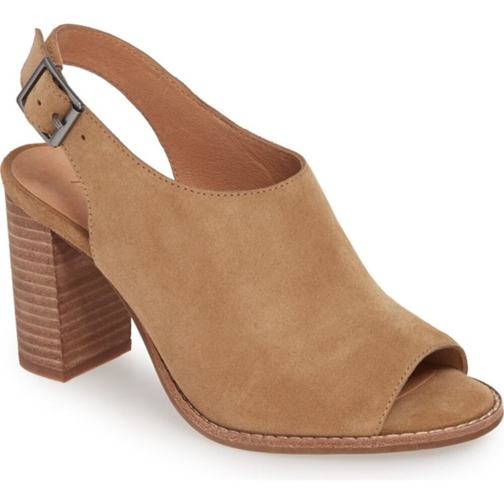 Madewell Tan Suede Block Heel Slingback Sandals